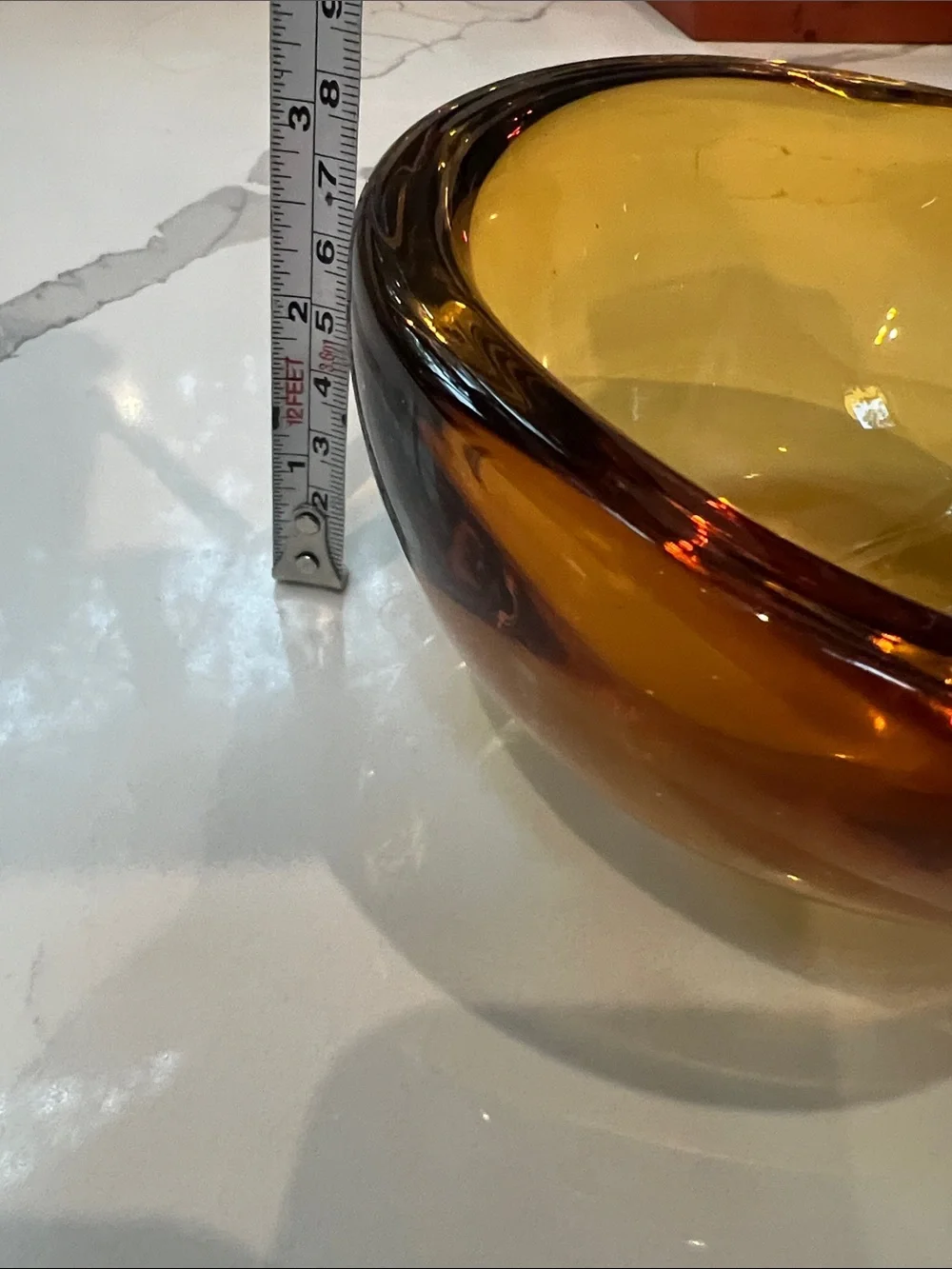 Shannon Crystal Thick Amber Glass Vase Bowl